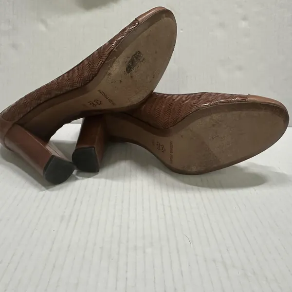 Antonio Melani Tassel Pump‎ Shoes Womens 9 Brown Leather Block Heel Round Toe - Image 10