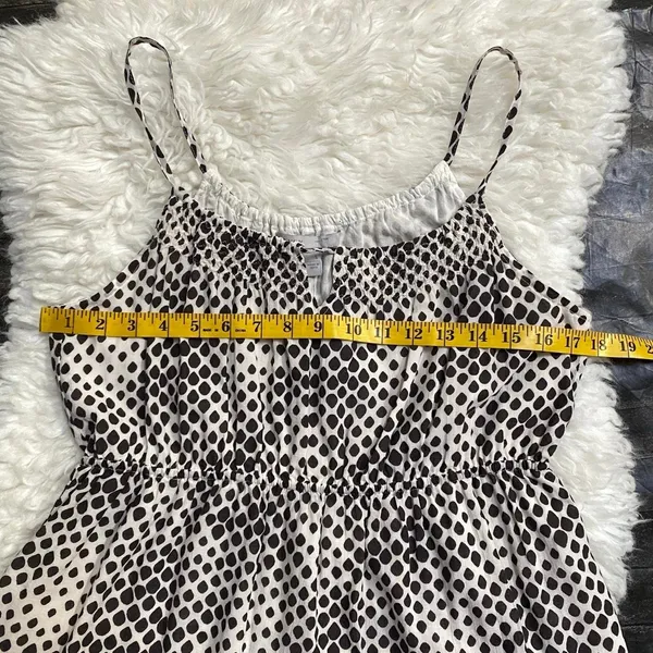 Y2k Old Navy White Brown Polka Dot Tank Top Keyhole Boho Cottagecore Summer - Image 7