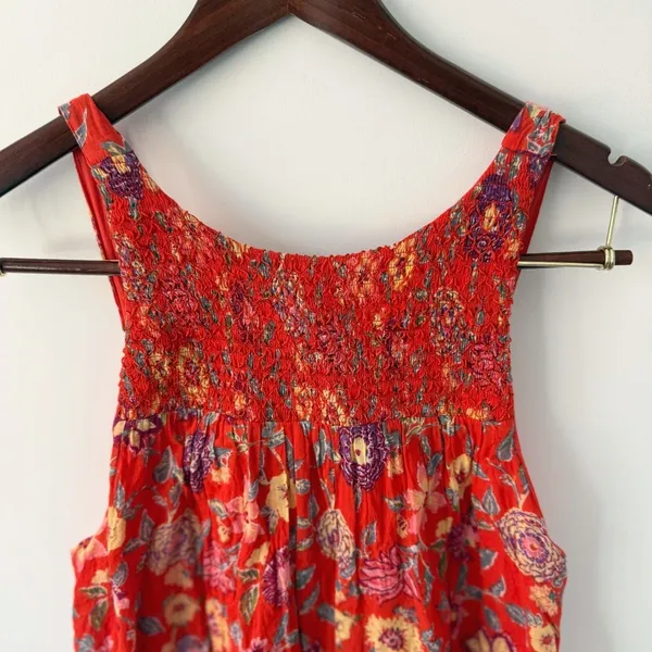 Free People Oh Baby Mini Babydoll Dress Orange Florals Women's Size Small‎ - Image 5