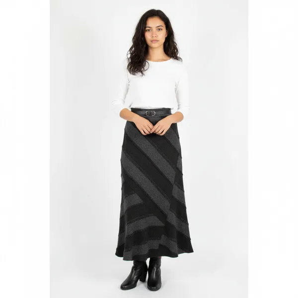 Ilusion Gray Patchwork cottage farmhouse granny core Maxi Skirt 8 - Image 6