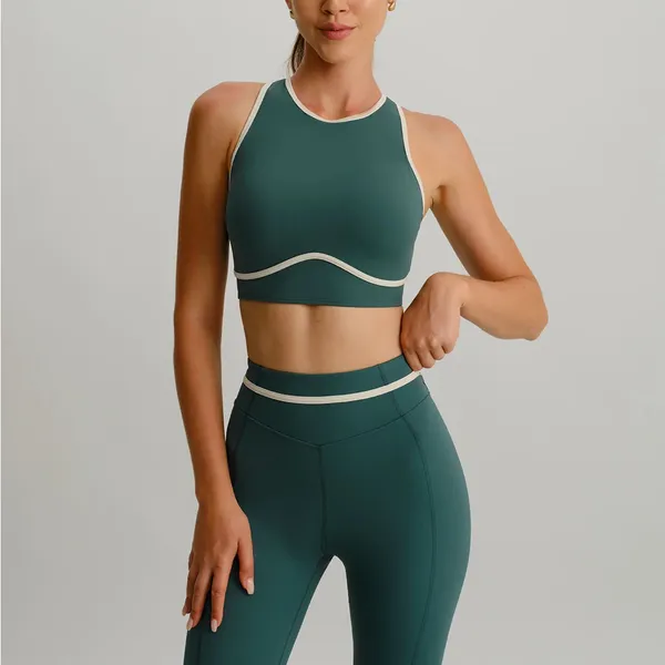 Berlook Dark Green Round Neck Line Tank Top - Image 3