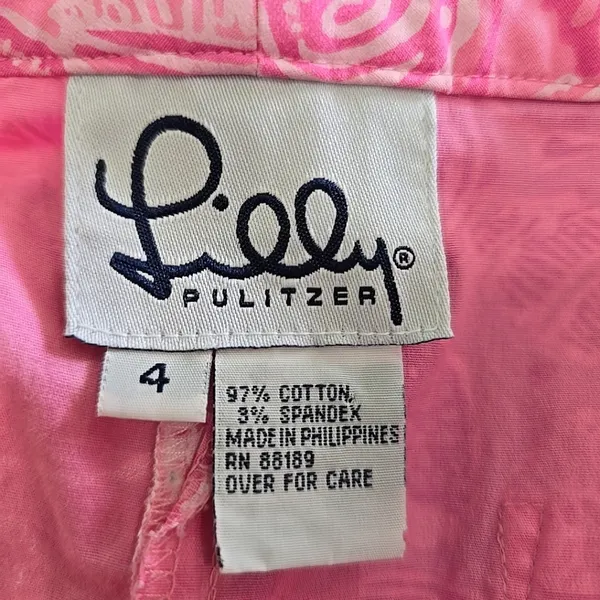 Lilly Pulitzer Womens Pink Seashell Cropped Straight Leg Pants Size 4 - Image 5