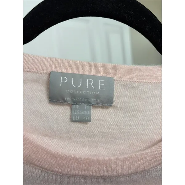 Pure Collection Short Sleeve Sweater Womens Size 8/10 Pink 100% Cashmere Knit - Image 3