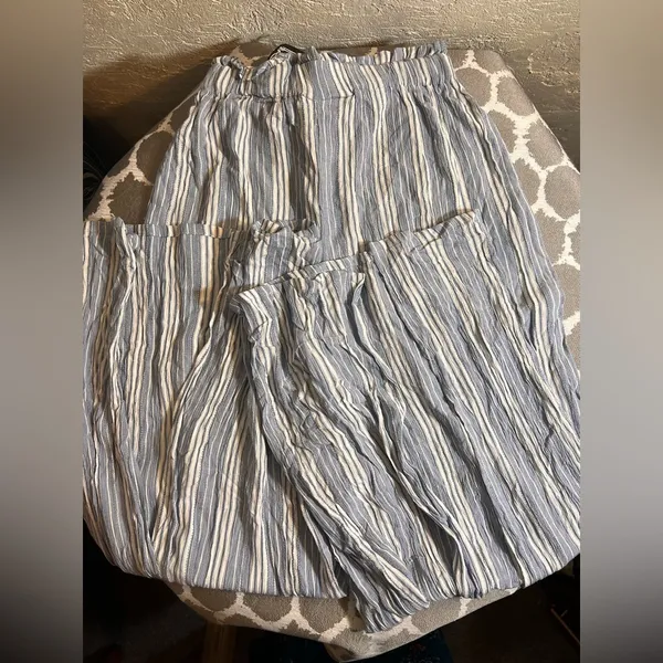 Angie Striped Pants NWT High Slit front w Belt Beach summer lightweight flowy - Image 6