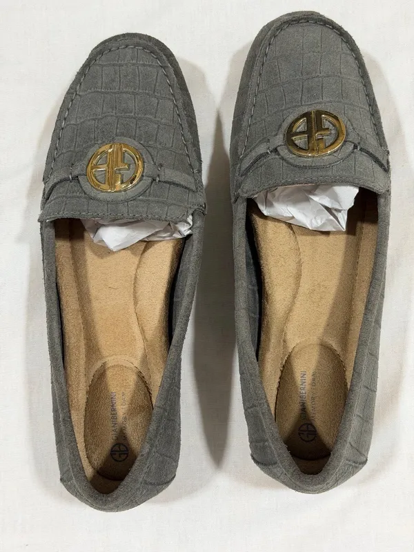 Giani Bernini Dailyn2 Women’s Leather Suede Loafers Memory Foam Grey Sz 8M - Image 4