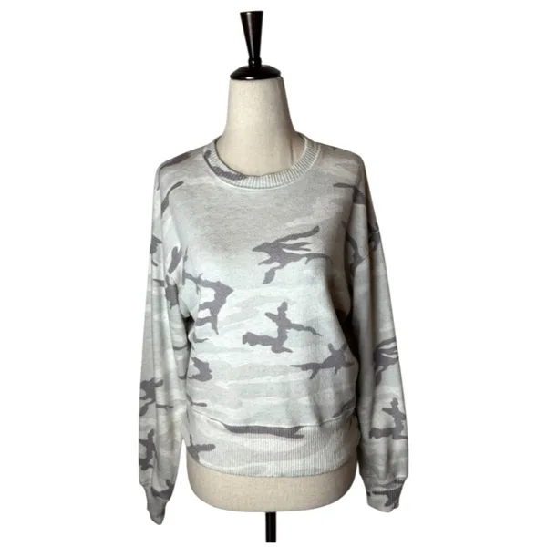 Rails Sweatshirt Women XS Gray‎ Ramona Stone Camo Pullover Athleisure Streetwear - Image 2