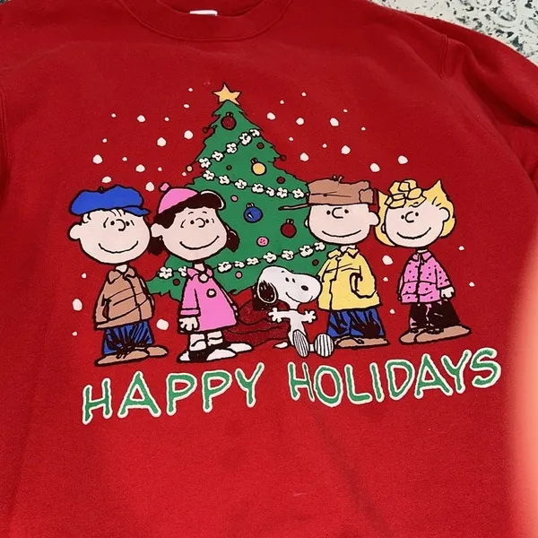Peanuts Charlie Brown red sweatshirt size medium vintage Christmas - Image 5
