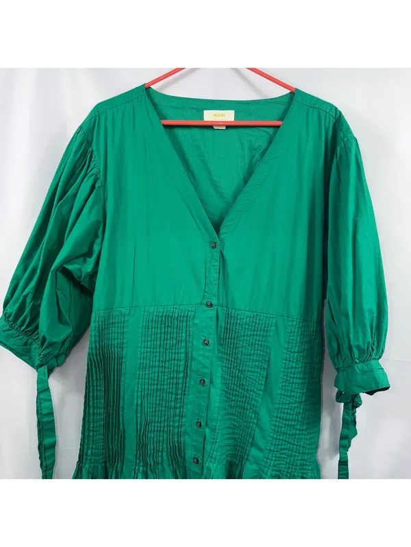 Maeve Anthropologie Green Pintuck Midi Dress XL - Image 2