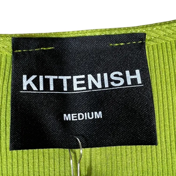 NWT Kittenish Knotted Cutout Ribbed Mini Dress Lime Green Party Bodycon Size M - Image 4