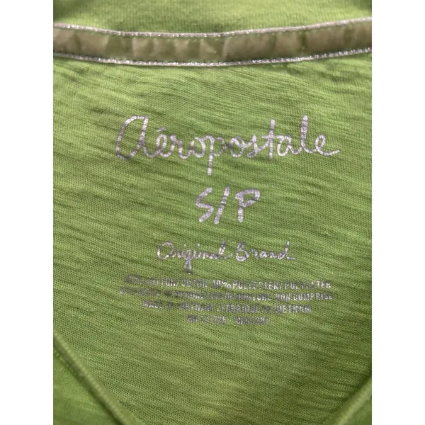 Aeropostale Lime Green V Neck Sequins Long Sleeve Top Size Small Lightweight - Image 2