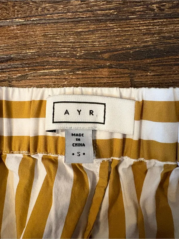 AYR The Beach Club Striped Pants Womens Small Yellow Excellent Pull On Wide Leg - Image 5