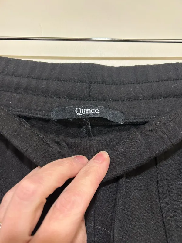 Quince Supersoft Fleece Wide Leg Cropped Pants in Black Size Small - Image 3