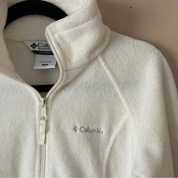 COLUMBIA | Cream Zip Up Fleece Jacket Sz S - Image 2