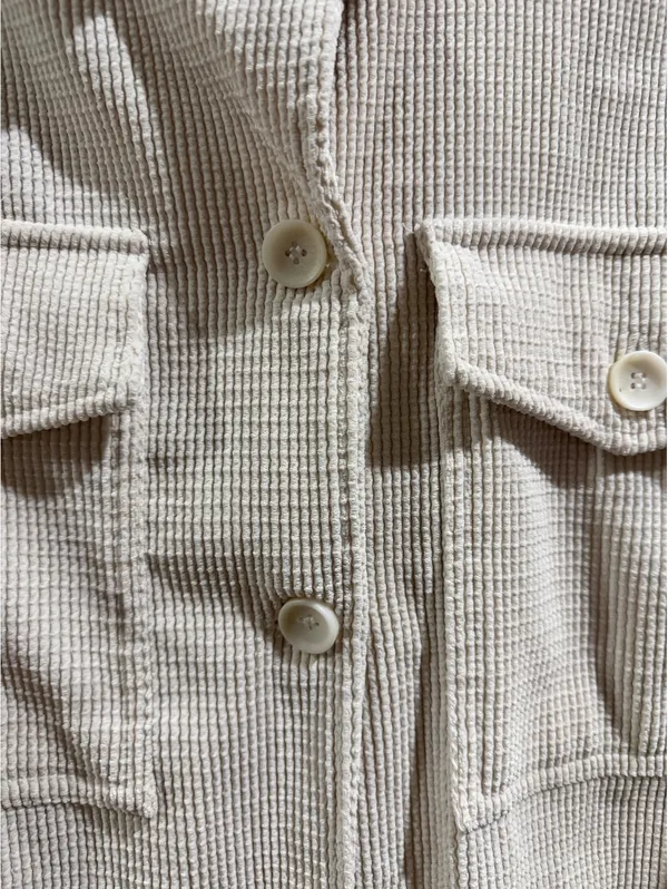 Ashley Utility Collection Beige Corduroy Button-Up Shirt Jacket, Size M - Image 3