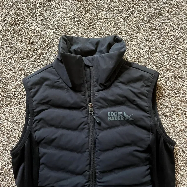 Eddie Bauer Puffer Vest Black 650 Down Insulated Hybrid Womens XS - Image 2