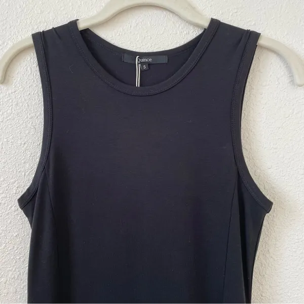Quince Tencel Jersey Tank Maxi Dress Black Size Small Minimalist Side Slit - Image 3