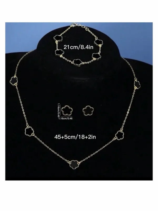 18K Gold Plated Blue Clover Necklace stainless steel Womens jewelry - Image 8