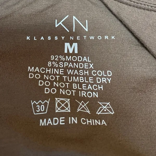 KN Klassy Network Women's Tan Knit Long Sleeve Square Neck Crop Top Size M - Image 3