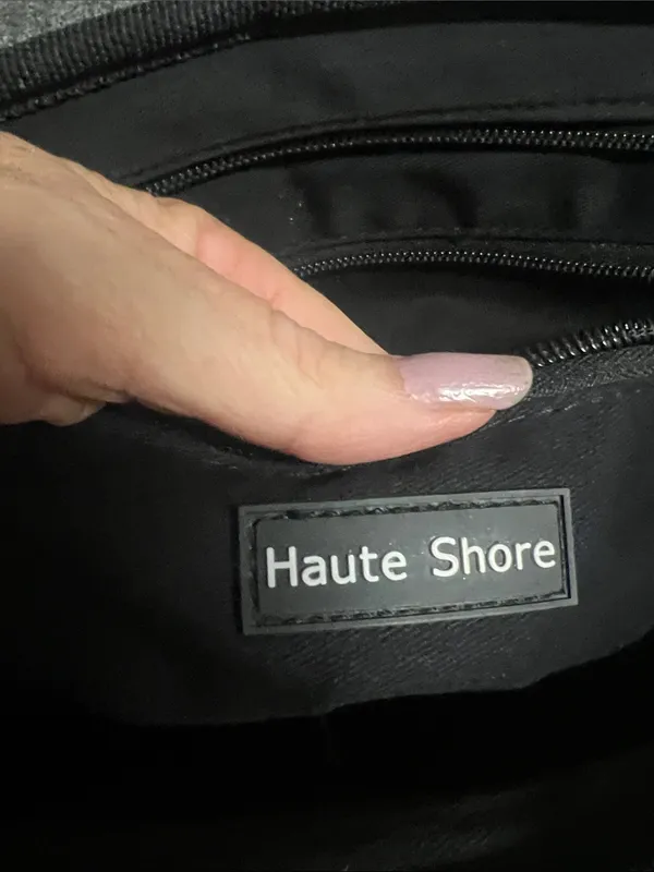 Haute Shore Textured Gray Carry Bag with Black & Silver Stripe - Image 3