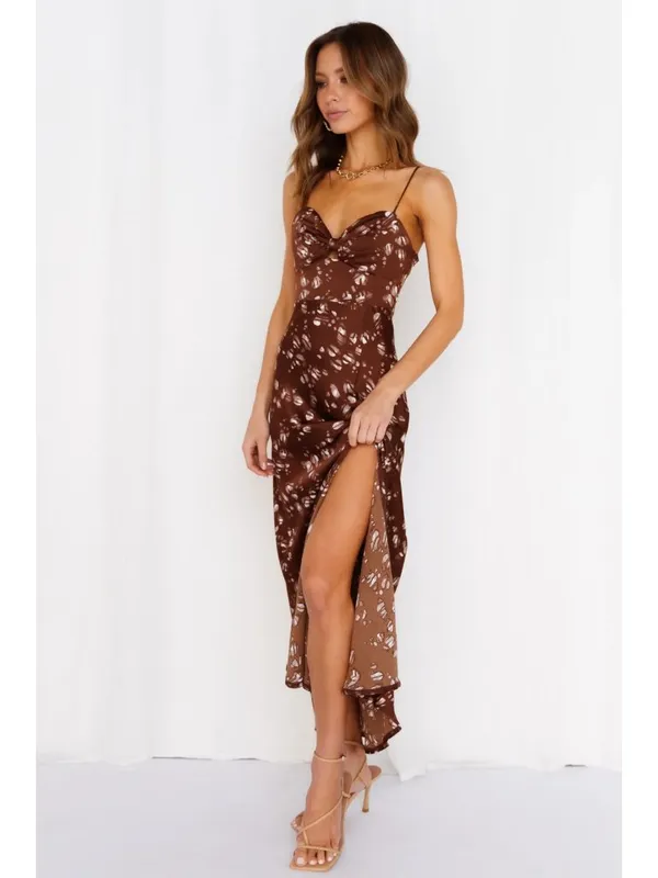 Hello Molly Gimme Whiplash Bustier Midi Dress Brown Party Cocktail Summer Size 4 - Image 3
