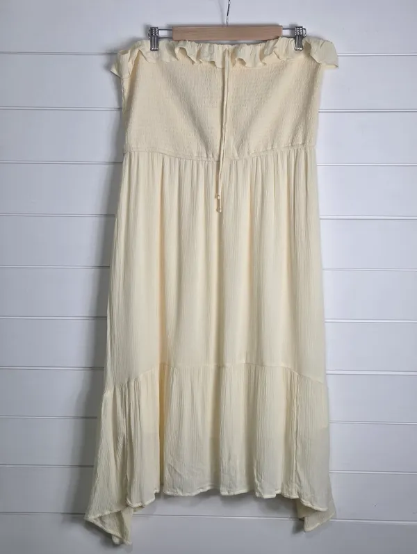 Hollister Cream Smocked Strapless Ruffle Maxi Dress size XXL P - Image 5