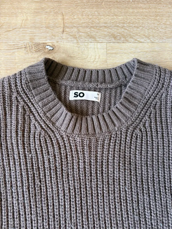 Brown Ribbed Crewneck Sweater - Image 3