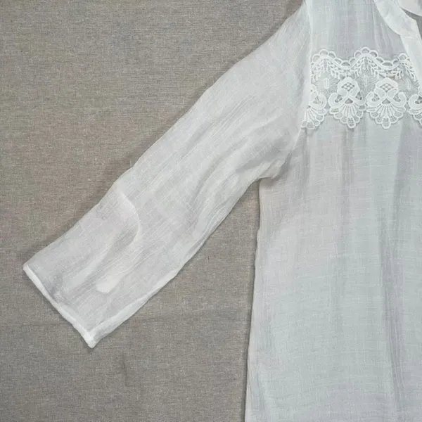 Apt 9 | White Lace Accented Button Front Blouse | Large - Image 5