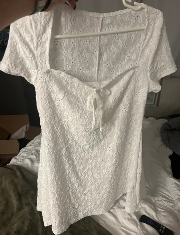 White Eyelet Lace Dress Cottagecore Graduation Summer - Image 5