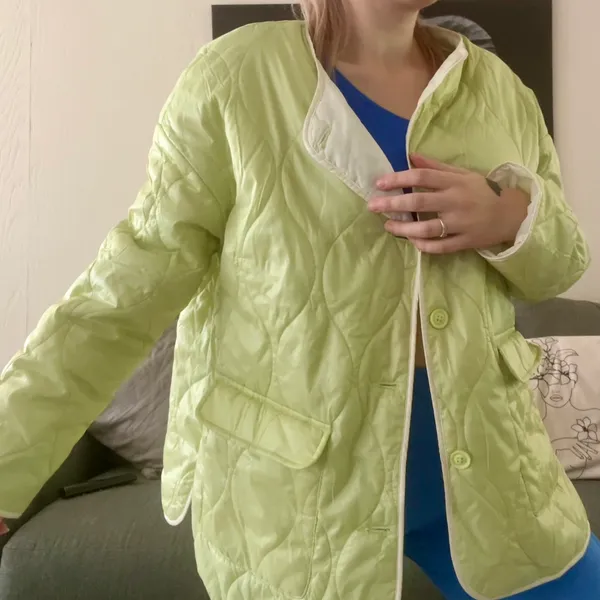 Lime Green Quilted Jacket Size L - Image 12