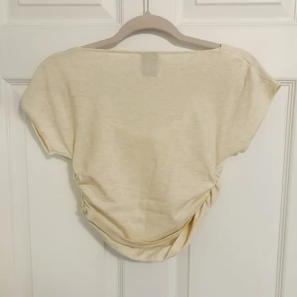 Japanese Kawaii Cream Beige Summer Knitted Cowl Neck Blouse Shirt Top - Image 6