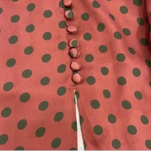 Zara MIDI Polka Dot Mauve & Olive Green Skirt Set(Size XS) - Image 5
