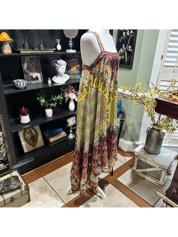 Anthropologie Lovett Tiered Maxi Botanical Dress Size Small Small - Image 9