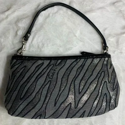 y2k COACH Zebra Silver Print Black Metallic Mini Purse / Wristlet - Image 2