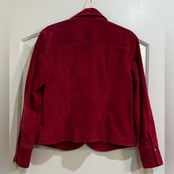 Live a Little Wine Red Suede Leather Vintage Blazer Size M - Image 3