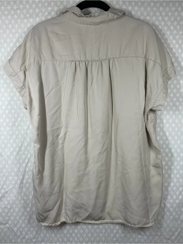 Quince Shale Tan Vintage Wash Tencel Camp Button Down Top - Image 6