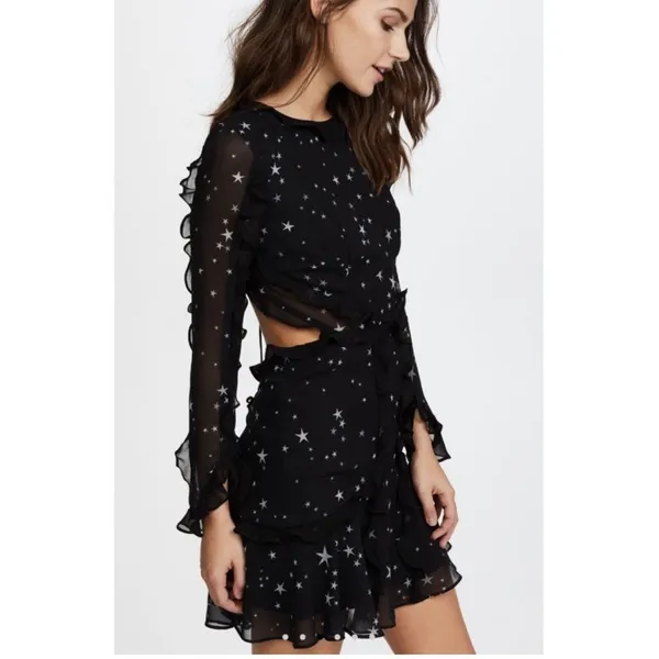 Fame & Partners Kye Star Print Ruffle Open Back Mini Dress Size 2 NWT - Image 13