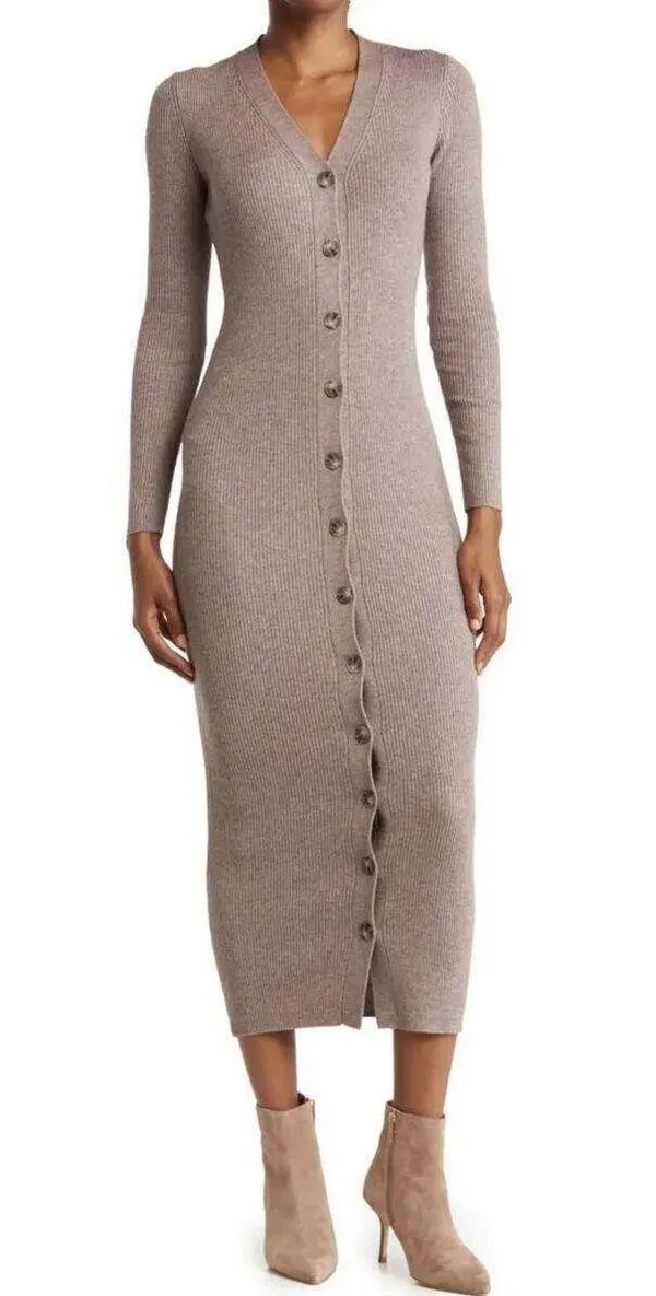 Torn By Ronny Kobo Vianne Long Sleeve Rib Knit Midi Dress - Image 3