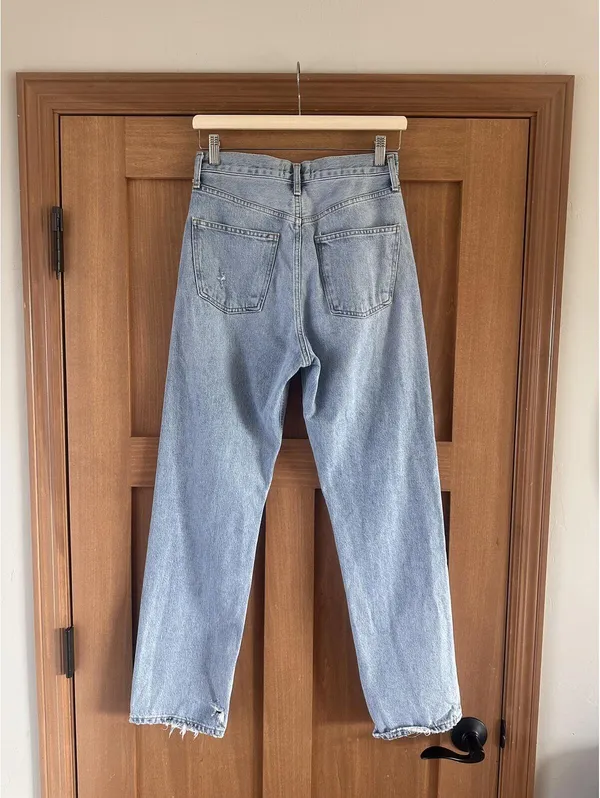 AGOLDE 90's Mid Rise Loose Fit in Captured Wash Distressed Button Fly Women’s 24 - Image 6