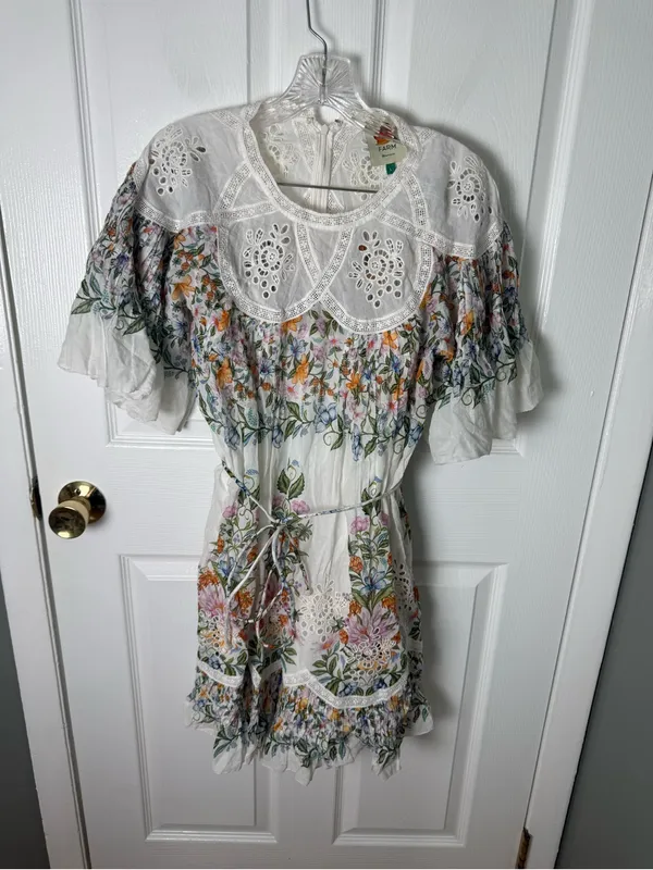Farm Rio Off-White Sweet Bloom Bouquet Mini Dress L - Image 3