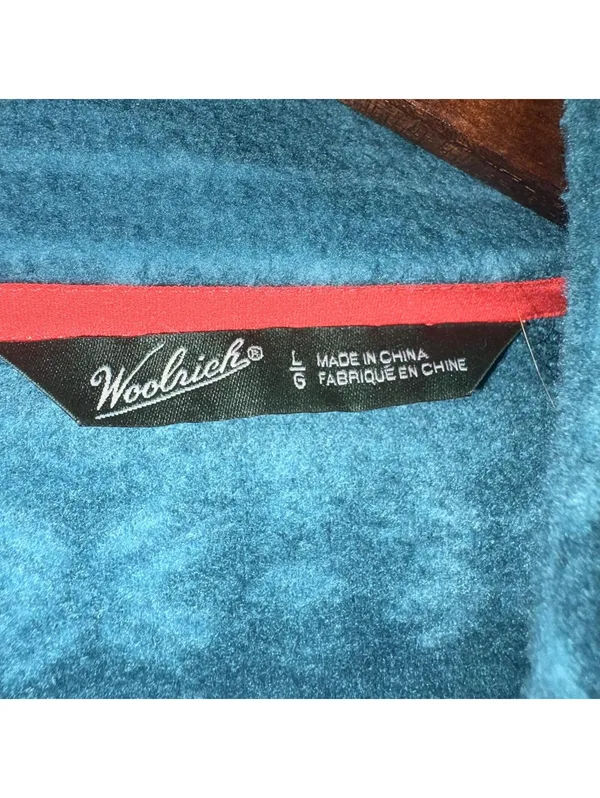 Woolrich Blue Geometric Pattern Fleece Zip-Up Jacket Size L - Image 2