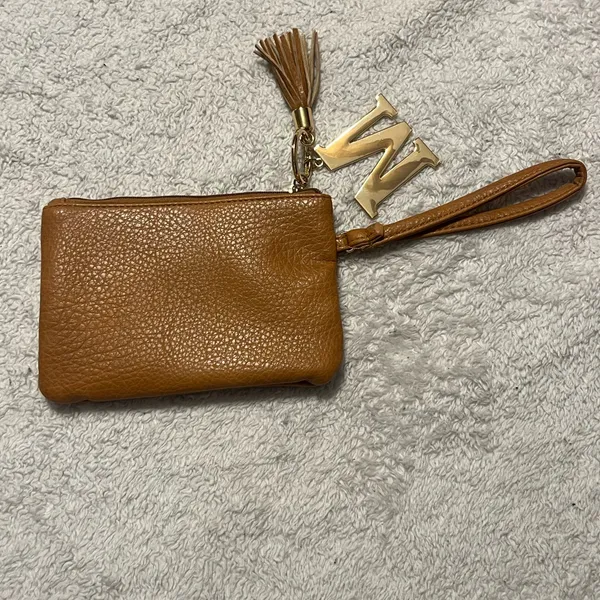 Brown Wristlet with Gold Initial Charm - Image 2