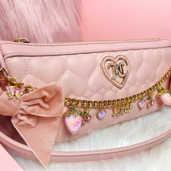 New Juicy Couture Pink Diamond Coquette Shoulder Bag with Accessories - Image 4