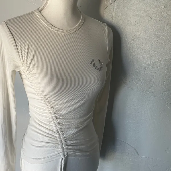 True Religion White Ruched Long Sleeve Blouse - Image 7