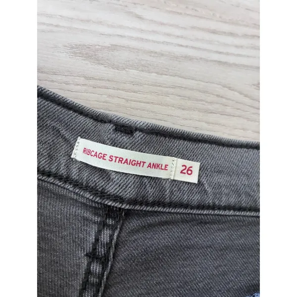 Levis Ribcage Straight Ankle Jeans Gray High Rise Button Fly W26 L27 - Image 3