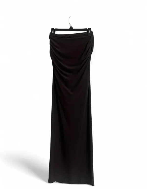 PrettyLittleThing Skirt Sz 4 Chocolate Soft Touch Ruched Waist Maxi Feminine - Image 4