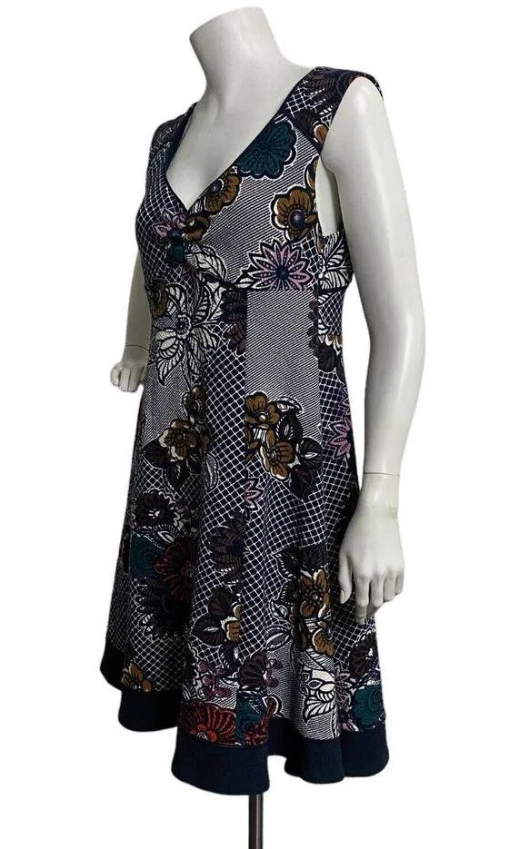 Maeve Dress Size M Navy Blue White Floral Empire Waist Sleeveless Fit & Flare - Image 3