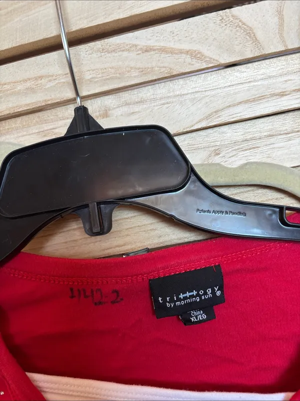 Trillogy Red Long Sleeve Scoop Neck Top with Star and Rhinestone Detail XL - Image 3