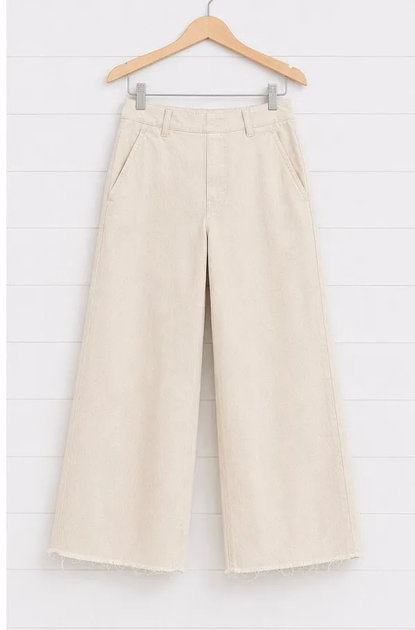 Zara high rise khaki side zip wide leg crop pant size 4 - Image 8
