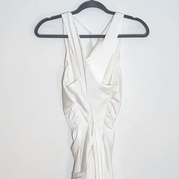 Lulus White Satin Draped Neck Sleeveless Dress Size Small NWT - Image 7