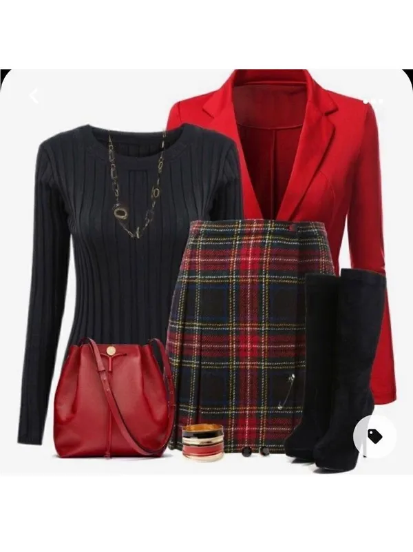 Vintage plaid midi skirt wool high waist USA preppy academia patchwork Heritage - Image 7